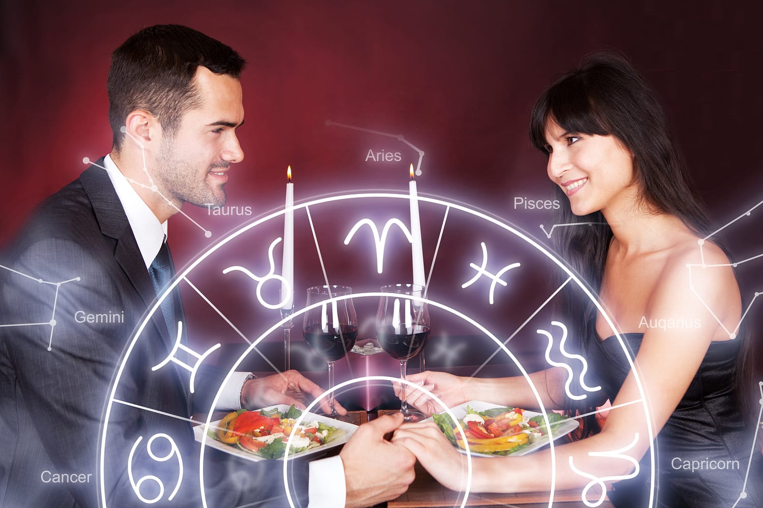 Couple at romantic dinner in restaurant